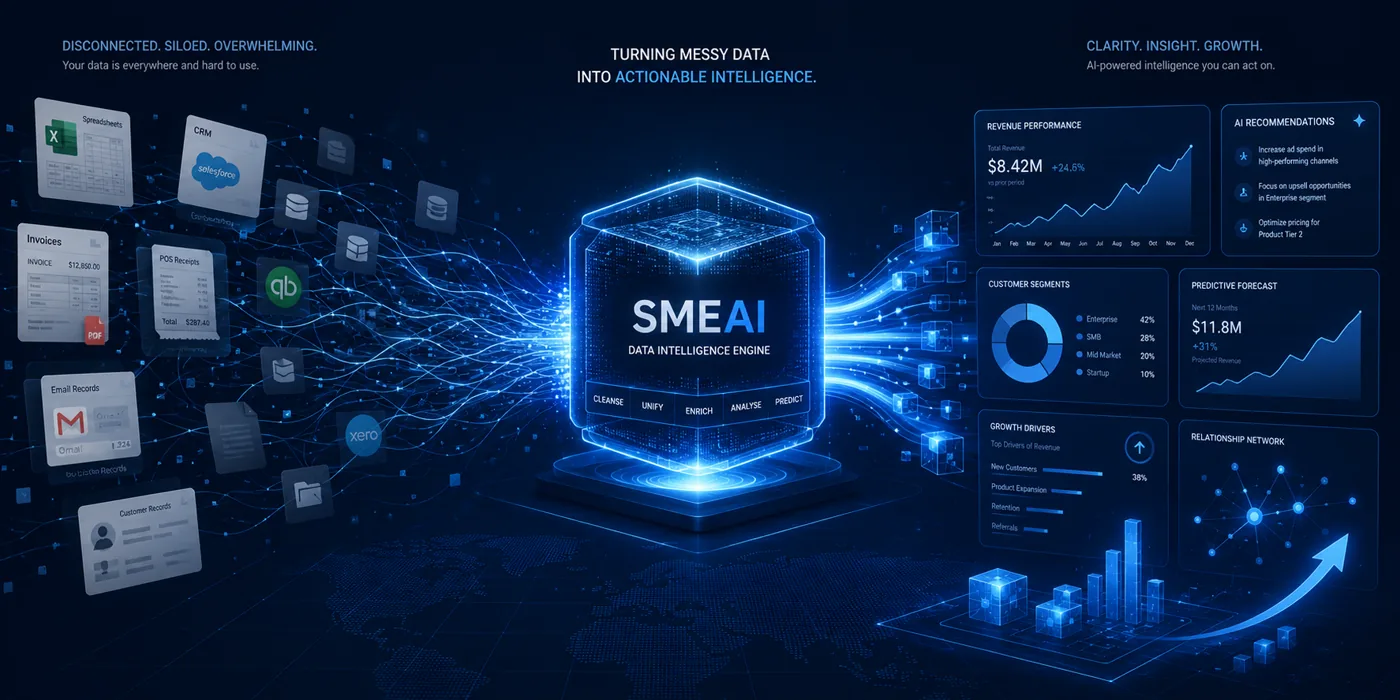 SME AI automation engine turning disconnected business data into actionable intelligence